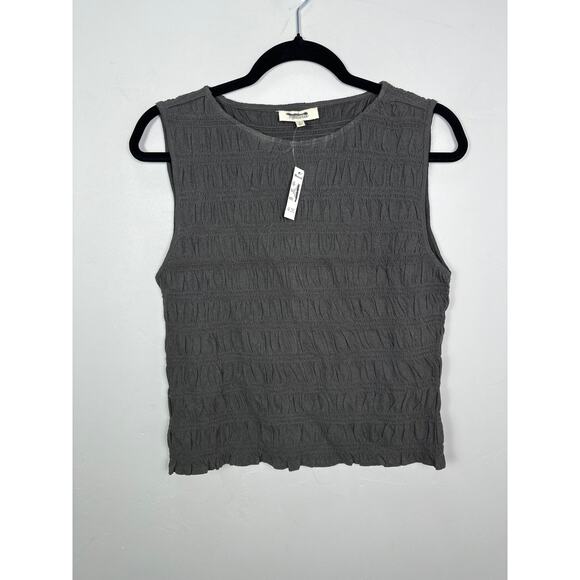 Madewell NWT Women’s Soft Charcoal Sachi Smocked Tank Top size Large - Picture 3 of 7